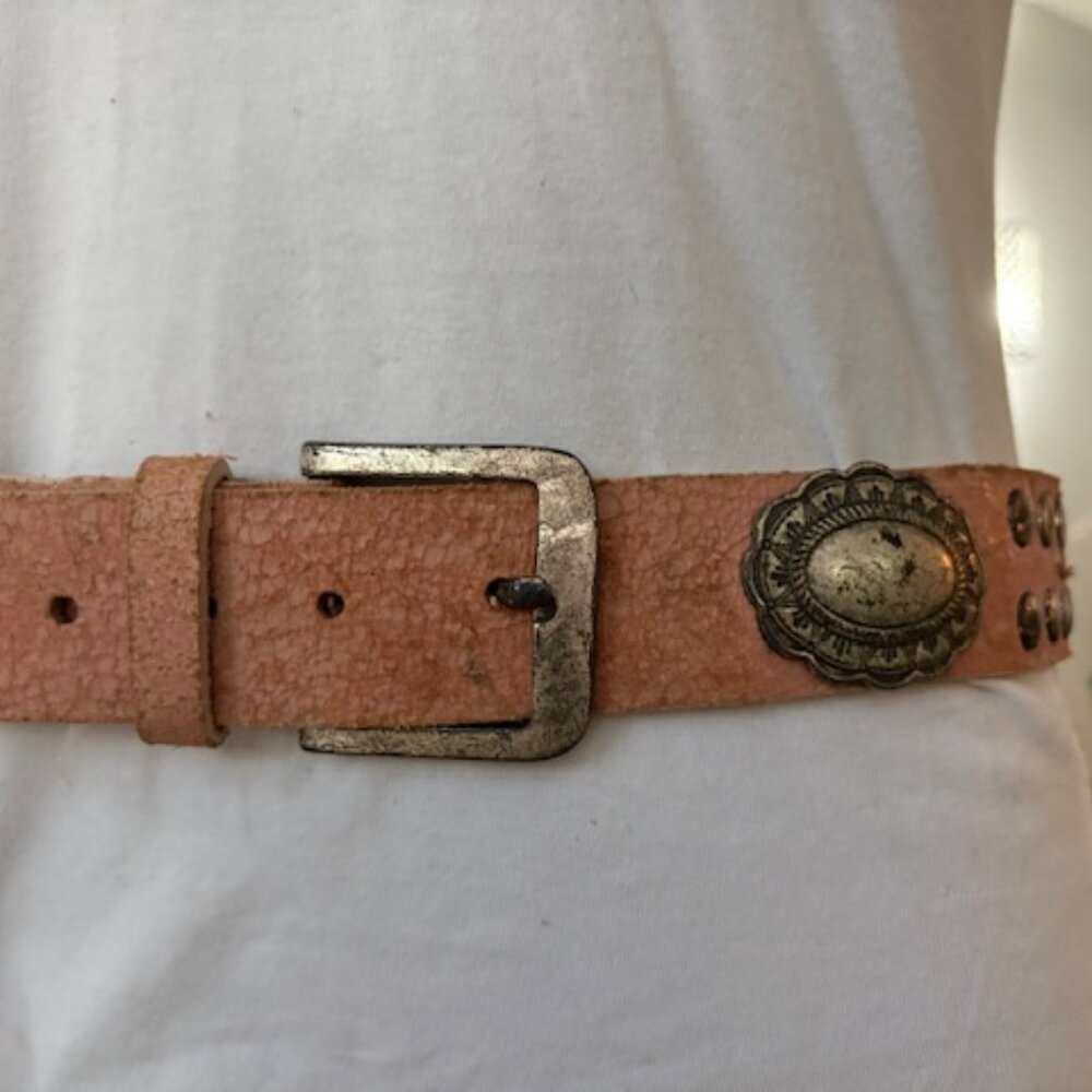 Vintage Pink leather belt